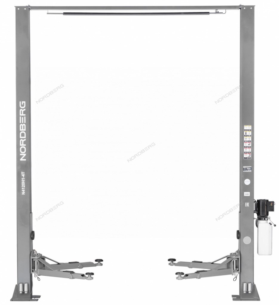 Двухстоечный подъемник NORDBERG N4120H1-4T с верхней синхронизацией, г/п 4 т, 380 В, высота 4 м (Серый)